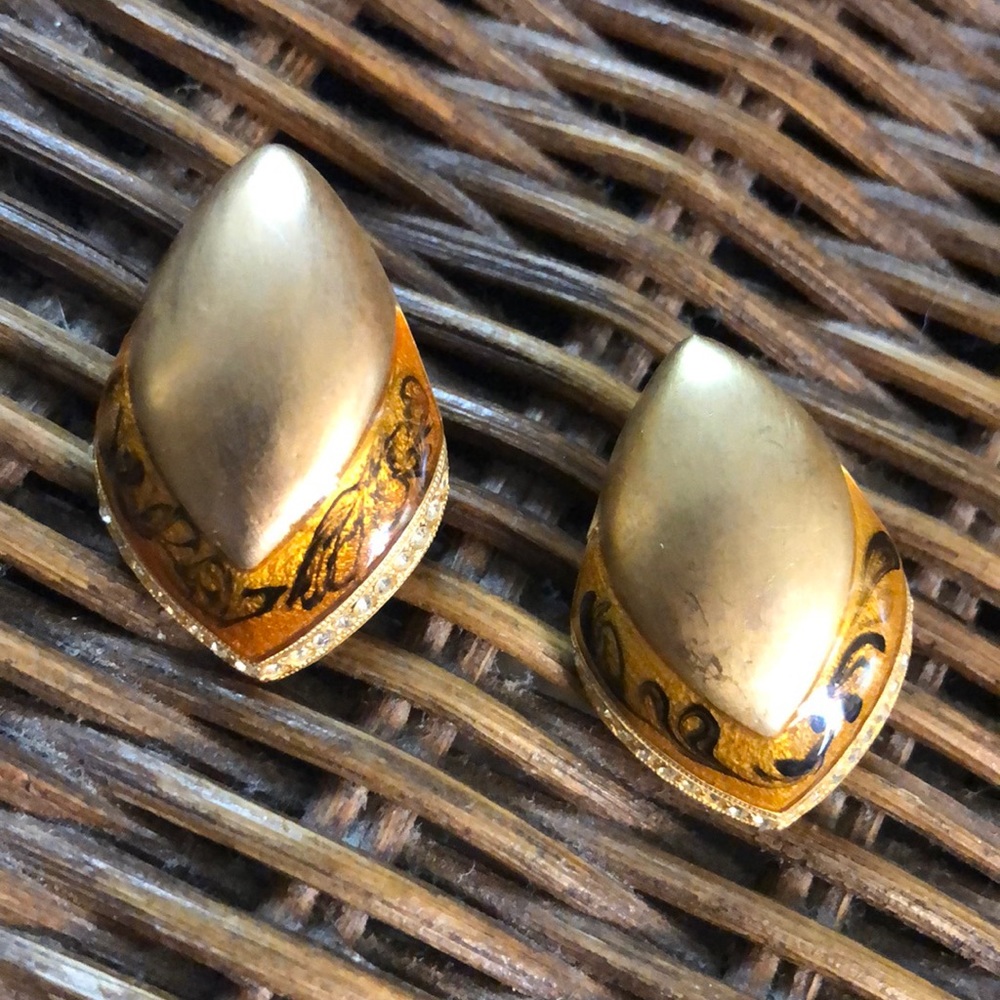 Vintage gold and animal print earrings